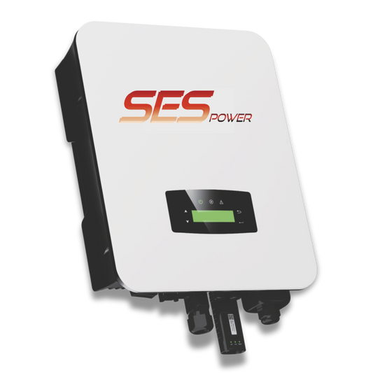 SES Power 6kW hybrid inverter with LED display and compact wall-mounted design